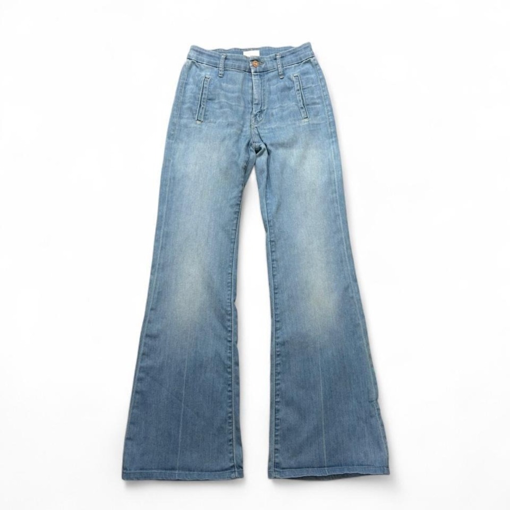 Mother The Drama  blue denim jeans light wash high- waist flare Size 25 Flawed